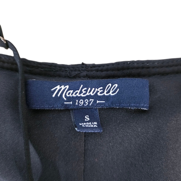 Madewell Black Daisy Stitch Ruffle Hem Slip Shift SleevelessSun Dress Size Small - Picture 7 of 9